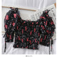 Sweet Small Flower Five-point Sleeve Shirt