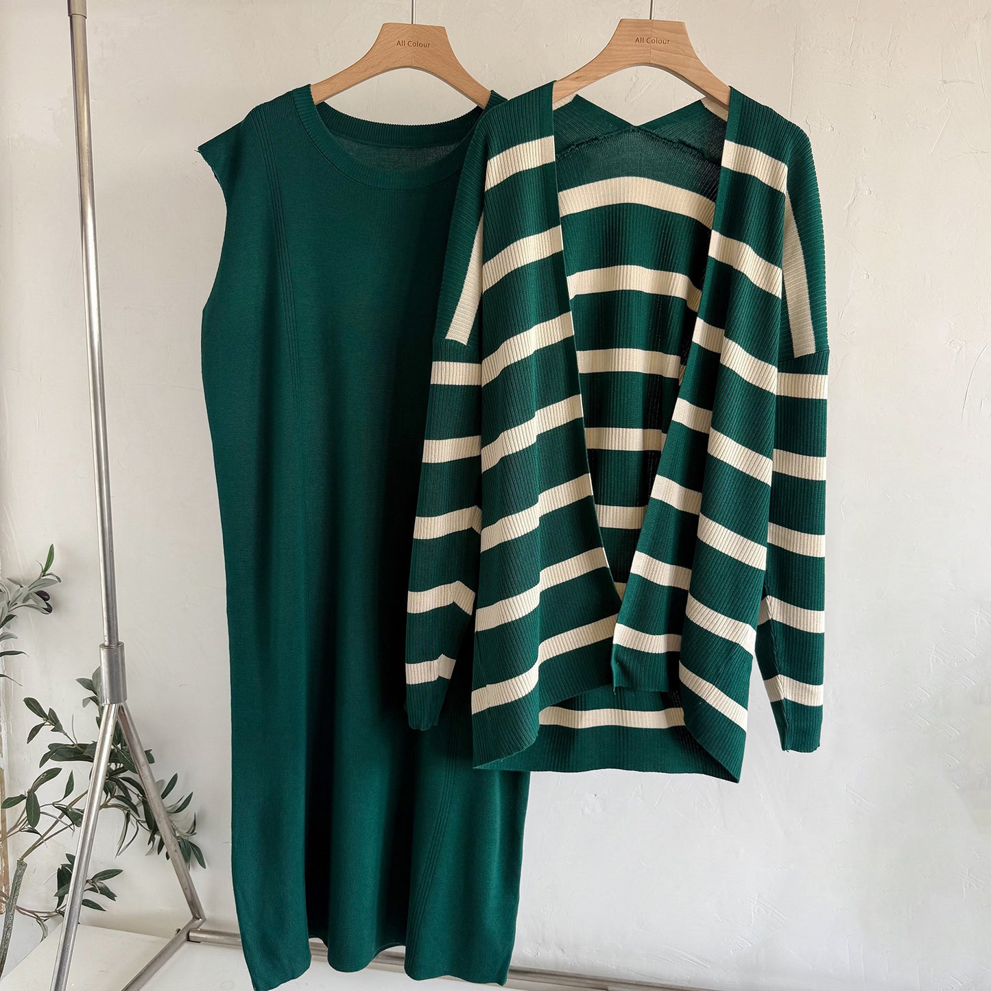 Women's Autumn Loose Mid-length Striped Sweater Skirt