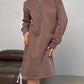 High-neck Half-zip Sweatshirt Dress Warm Fleece Skirt