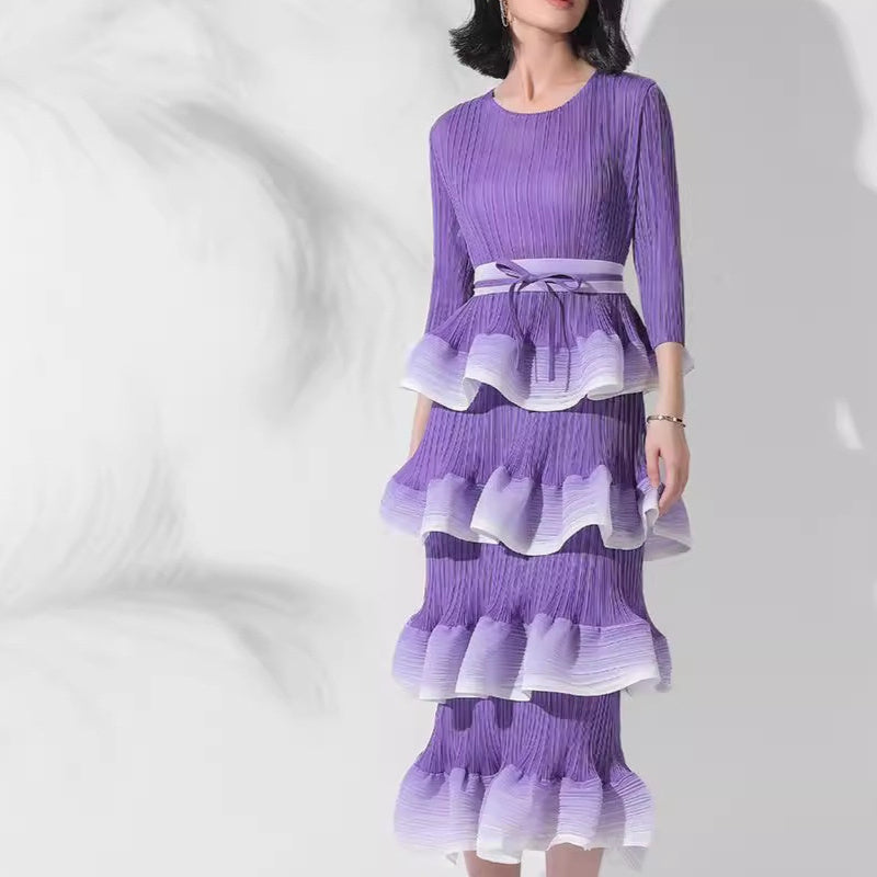 Women's Polyester Niche Exquisite Pleated Dress