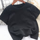 T-shirt blanc à manches mi-longues pour garçons et filles