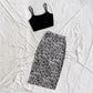 Solid-color Spaghetti-strap Top And Floral-print Slit Hem Skirt Set