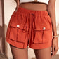 Short cargo ample taille moyenne avec cordon de serrage pour femme