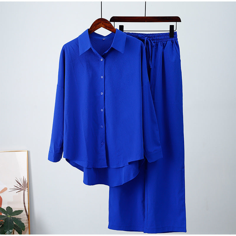 Chemise ample à manches longues et pantalon large, tenue décontractée, nouvelle collection automne et hiver