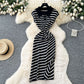 Retro Short-Sleeve Striped Dress For Women