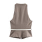 European And American Style Women's Fashion Temperament With Belt Vest Double Belt Pants