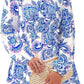 Elegant V-neck Flower Lace-up Long Sleeve Dress