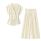 Women's Linen Blend Double Breasted Vest Two Piece Set