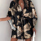 Women's V-Neck Tie Printed Beach Dress