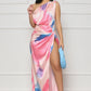 Women's Sleeveless Vibrant Color Gradient Slit Dress