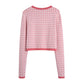 Ladies Casual Versatile Small Check Knit Jacket