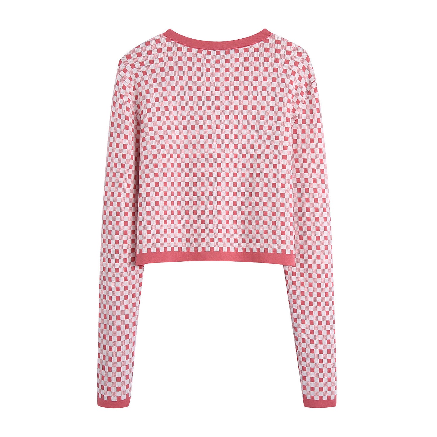 Ladies Casual Versatile Small Check Knit Jacket