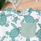 Summer Children's Turtle Shark Print Short Sleeve Suit