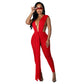 Fashion Personality Women Sleeveless Solid Color Jumpsuit