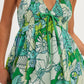 V-neck Resort-style Backless Sleeveless Printed Dress