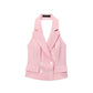 New Summer Double Breasted Hanging Collar Vest Pleated Wide Leg Pants 1608024 Suit