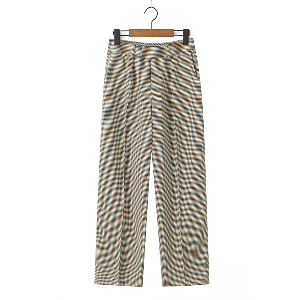 Slim-fitting Simple High Waist Top Corset Plaid New Pants