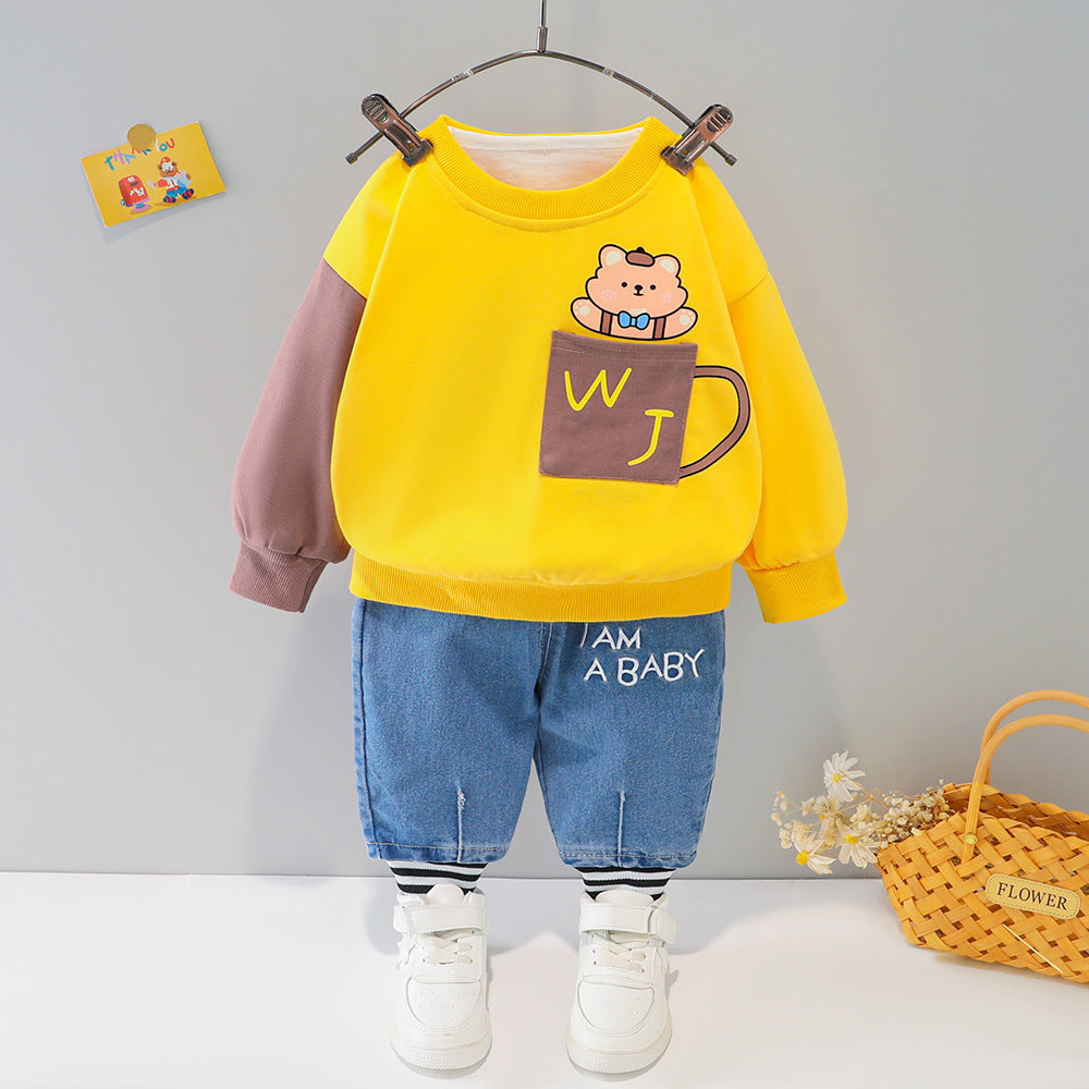 Children's Cute Printed Sweater Long-sleeved Suit