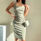 U-neck Stretchy Figure-flattering Slip Dress