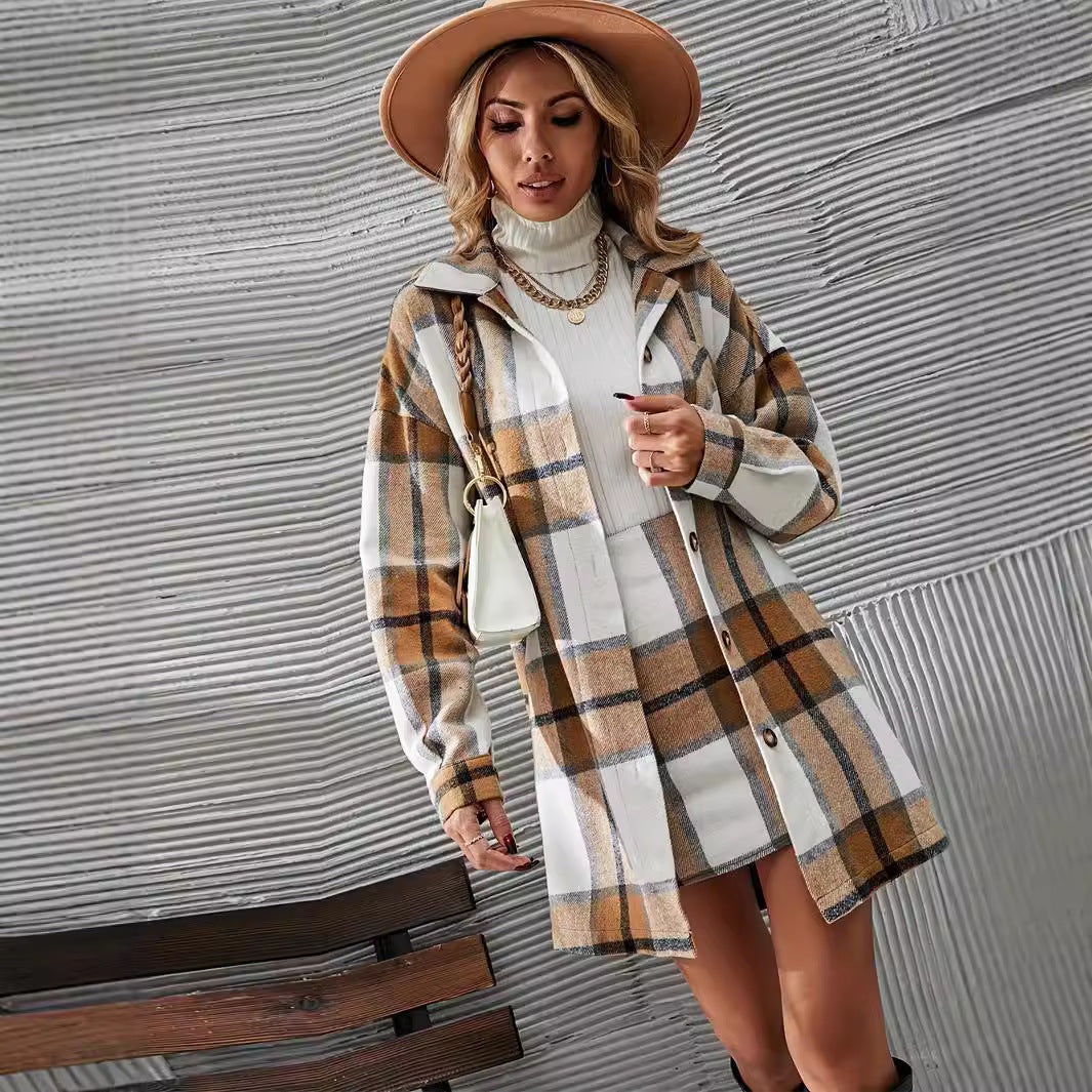 Ensemble jupe-manteau décontracté en laine pour femme