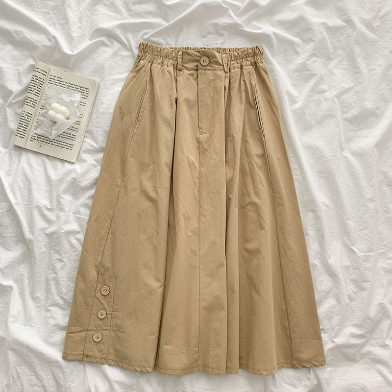 Jupe tempérament polyvalente pour femmes, nouvelle jupe trapèze de couleur unie, design de minorité coréenne, été