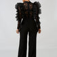 Ruffled lace perspective jumpsuit
