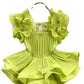 Design Ruffled Pleat And Waisted Lace-up Shirt