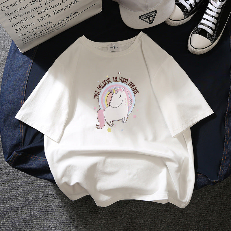 Korean style loose all-match cec half sleeve t-shirt