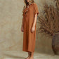 Casual Loose Long Jumpsuit Short Sleeve Rompers