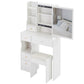 29.2 Small Space Left Drawer Desktop Vanity Table  Cushioned Stool, Extra Large Right Sliding Mirror, Multi Layer High Capacity Storage, Practical Fashionable Dresser, Suitable For Small Space