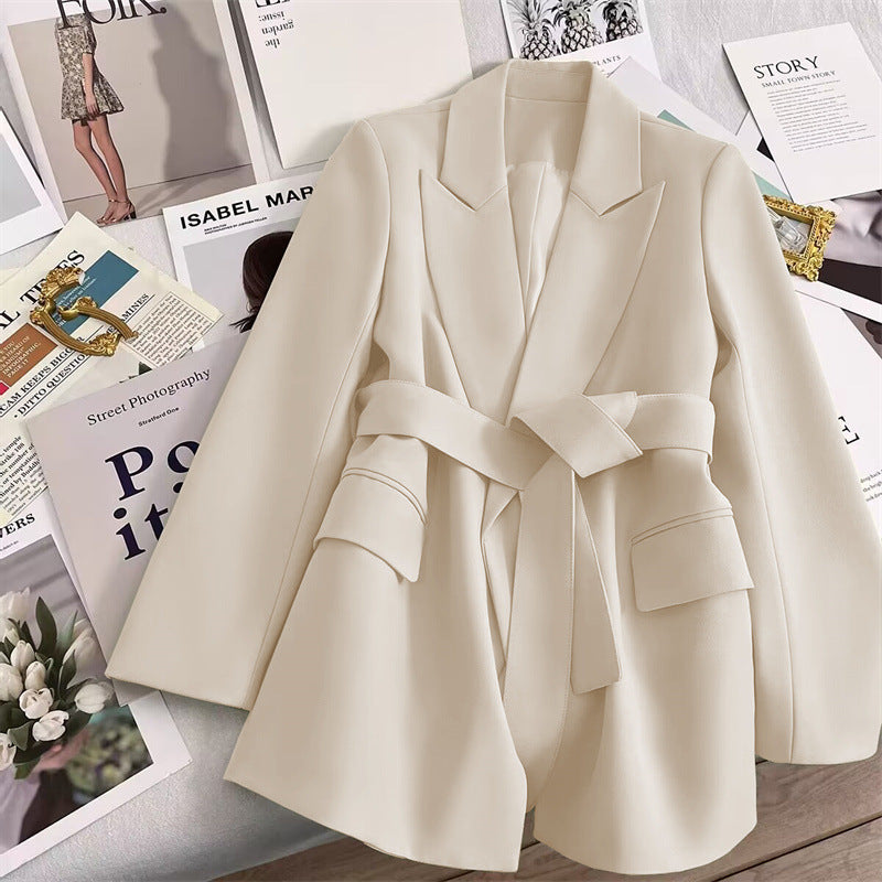 Spring And Autumn Korean Style Slim Fit Slimming Graceful And Fashionable Black Tie Small Tailored Suit Top