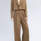 Solid Color Short Blazer & High Waist Pants Set