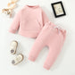 Pull à manches longues et pantalon de couleur unie, vêtements deux pièces pour enfants