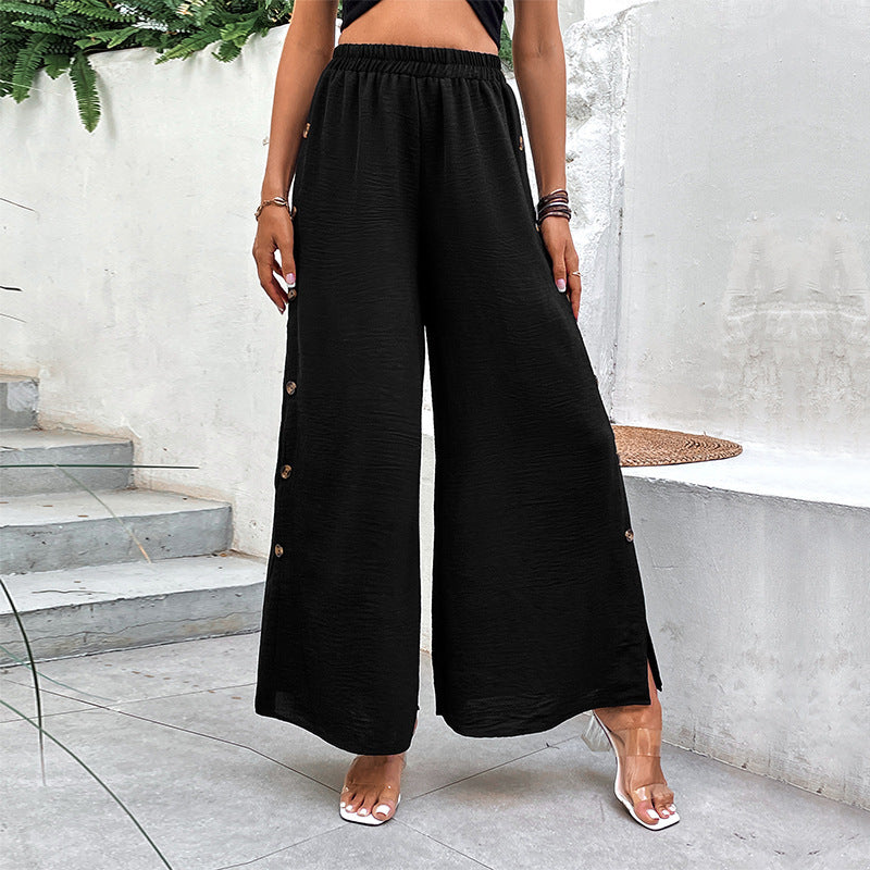 Pantalon large taille haute tendance pour femme