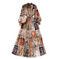 Temperament Slim Long Heavy-duty Pleated Design Print Holiday Skirt
