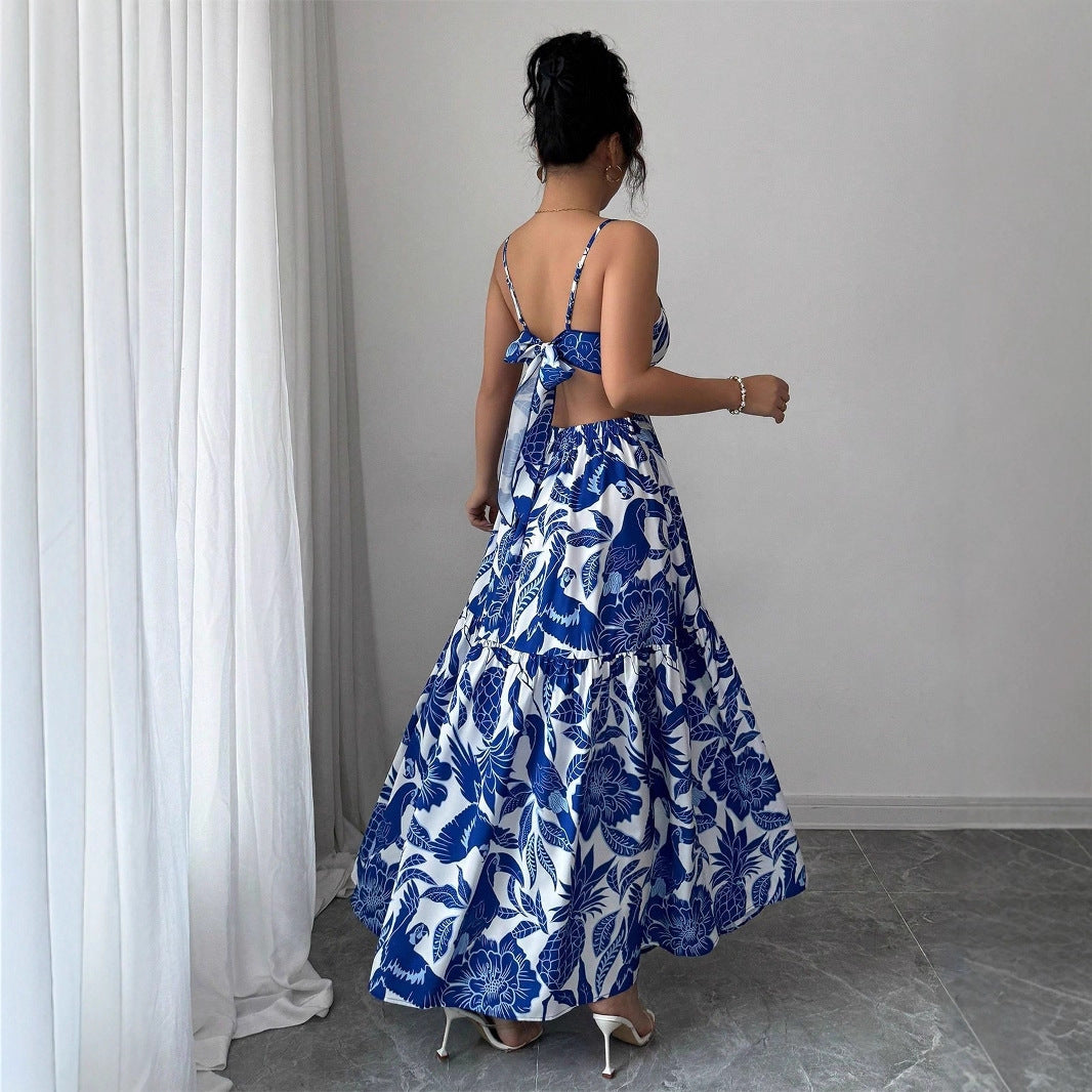Summer New Halterneck Printed Elegant Dress