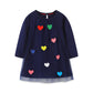 Robe de princesse à manches longues pour enfant, motif cœur délicat