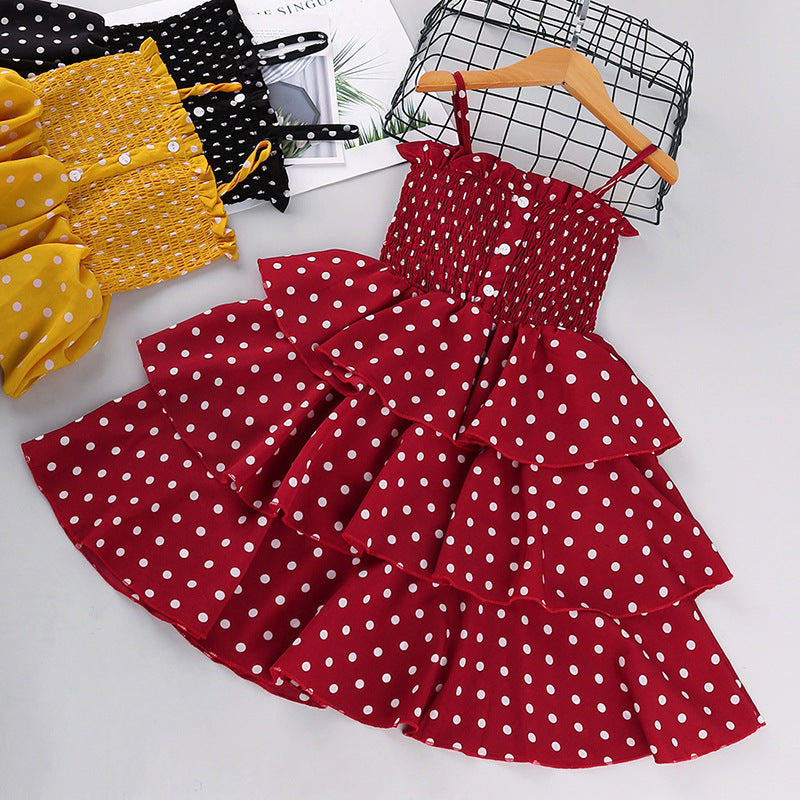 European and American Girls Western Style Polka Dot Dress