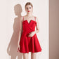 Jupe à bretelles à col en V pour femme, nouvelle collection d'été, rouge