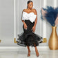 New Slim-fit Contrast Colors Bandeau One-shoulder Three-dimensional Hip Skirt