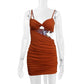 Women's Irregular Sling European And American Hollow Slim Fit Pleated Hip Dress