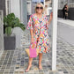 Women's Clothing 5 Points Sleeve Printing Dress