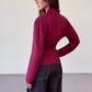 French Style Solid Color Long Sleeve Shirt Waist Slimming