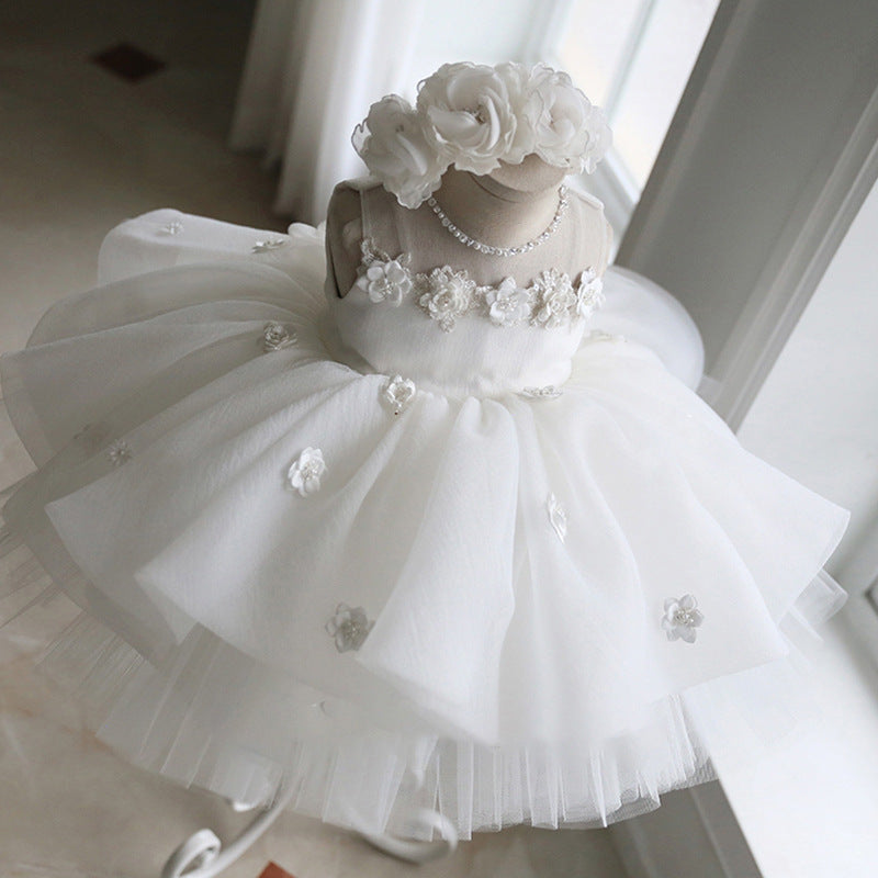 Girl's White Dress White Gauzy Dress