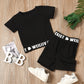 Sports Style Letter Short Sleeve Two-piece Set