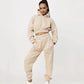 Women's Fleece-lined Casual Sports Drawstring Hooded Trousers Suit Two-piece Set