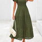 Square Collar Puff Sleeve Pleating Mesh Short Sleeve Dress