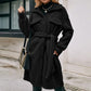 Trench-coat mi-long en peluche à simple boutonnage avec ceinture à revers