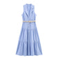 Summer With Belt Linen Blend Midi Skirt Sleeveless Dress