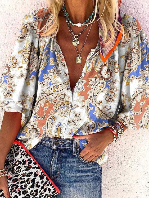Women's Fashion Digital Printing Casual Shirt
